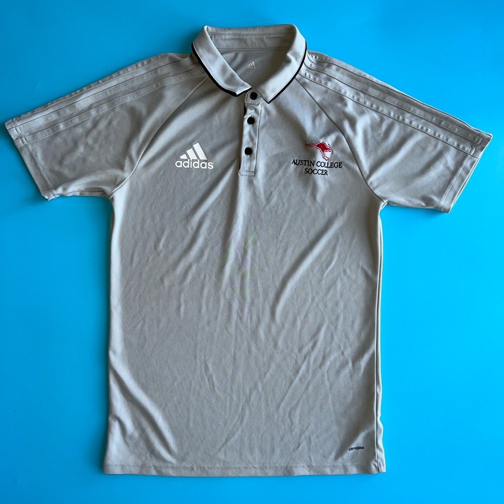 Adidas Men’s Austin College Soccer Short Sleeve Size S Grey Color Polo Shirt